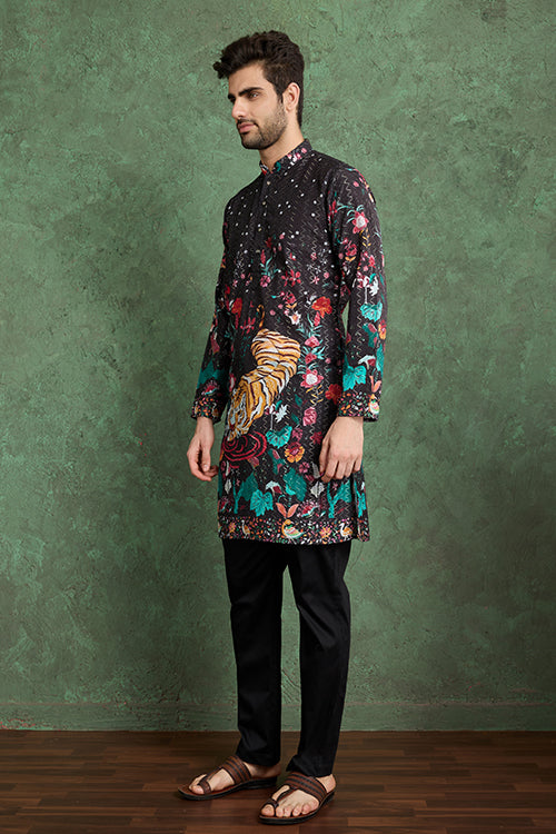 Classy Black Comfortable Kurta Clothes For Men