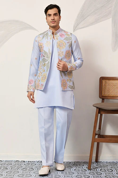 Luxury Carnival Function Special Mens Wear Koti Kurta Set