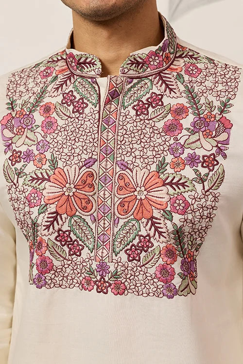 Traditional White Designer Kurta Pant Set For Mens Wear