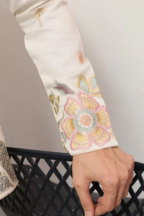 Carnival Function White Koti Kurta Pair For Mens Wear