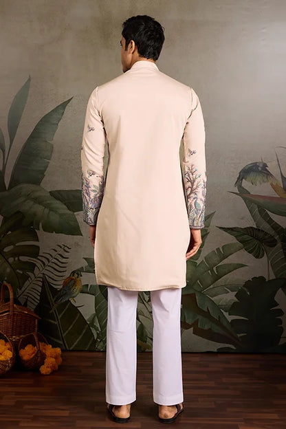 Beige Embroidered Work Beautiful Kurta for Men