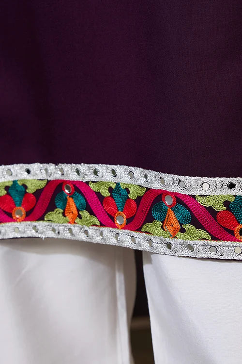 Purple Festival Wear Embroidery Mens Wear Kurta