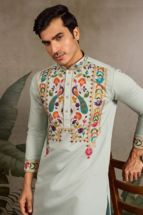 Pista Color Wedding Special Kurta Design for Mens Wear