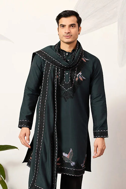 The Ultimate Designer Green Kurta With Dupatta For Mens Wear