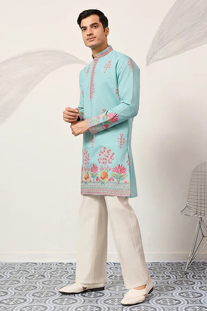 Sky Look Embroidered Work Ready Made Mens Wear Kurta