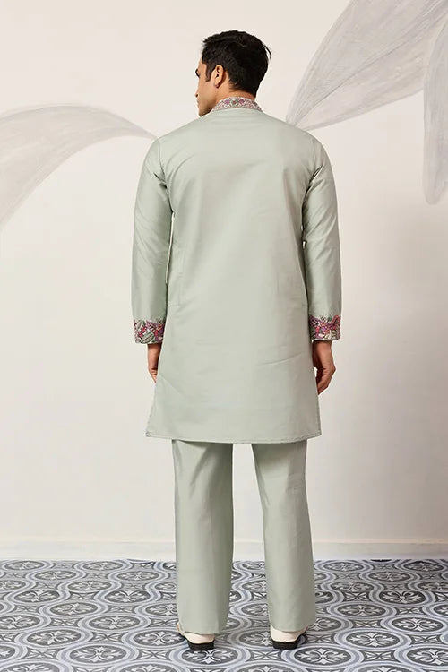 Pista Green Kurta Pant Set For Wedding & Festive Wear