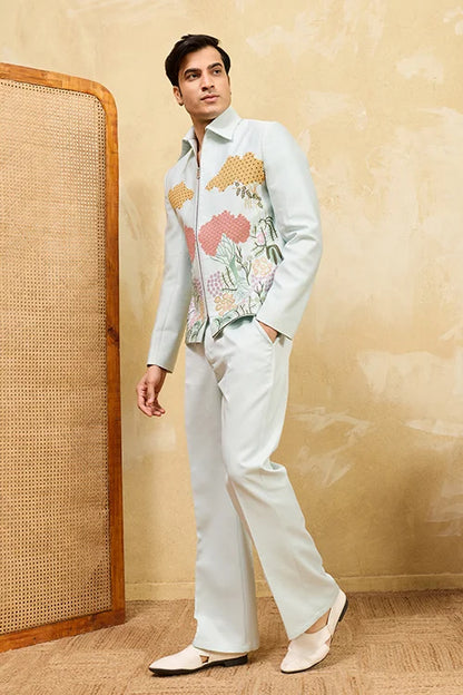 Premium Sky Bomber Jacket And Pant Combo For Mens Wear