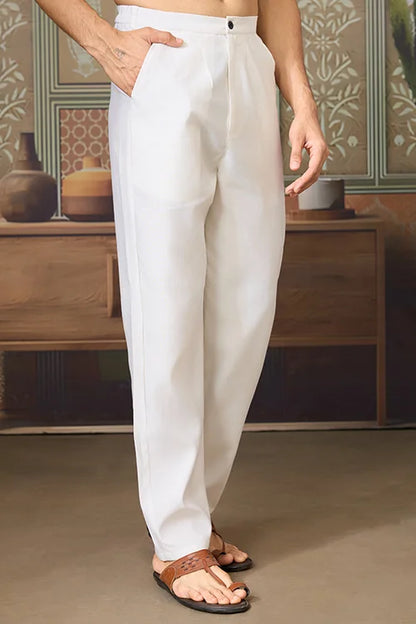 Latest Embroidered Designer White Koti Kurta Set for Mens