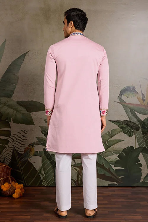 Pink Stylish Traditional Kurta for Mens Wear