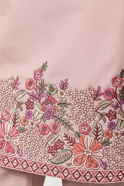 Stylish Dusty Pink Kurta Pant Set For Festive Occasions