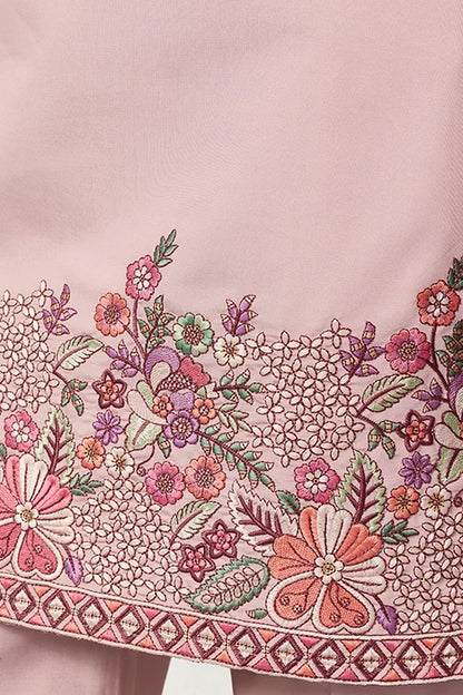 Stylish Dusty Pink Kurta Pant Set For Festive Occasions