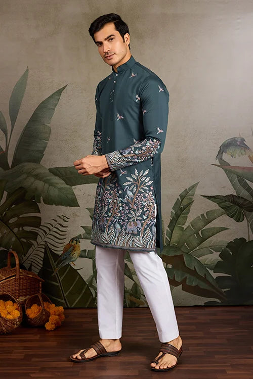 Wedding Special Elegant Festive Green Kurta for Men