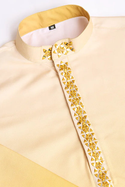 Stylish Designer Men’s Kurta Set With Real Mirror Work