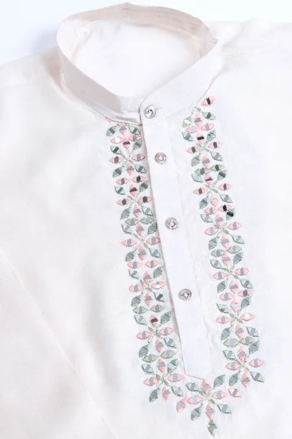 Designer White Kurta & Open Koti For Men