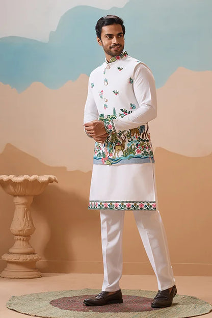 Vantara Style Premium White Mens Wear Koti Kurta Collection