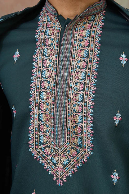 Premium Designer Green Koti Kurta Pair for Men