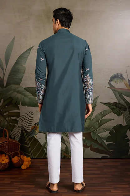 Wedding Special Elegant Festive Green Kurta for Men