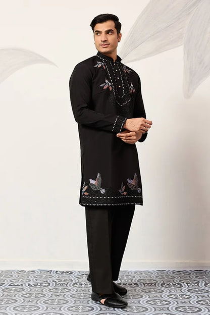 Black Stylish Trending Kurta With Dupatta For Mens Wear