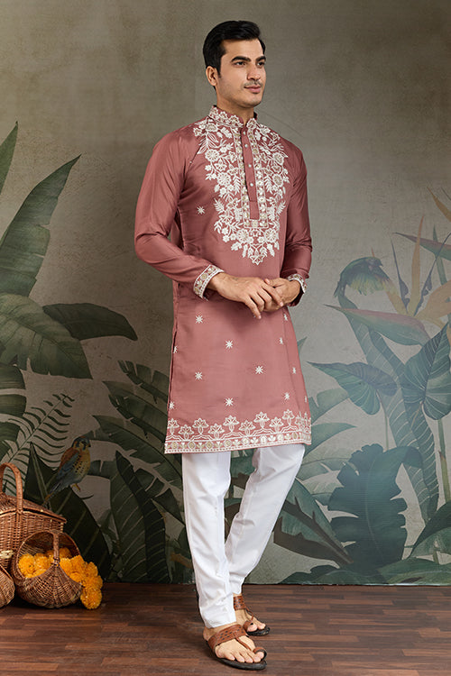 Cultural Wear Pastel Chocolate Kurta For Men