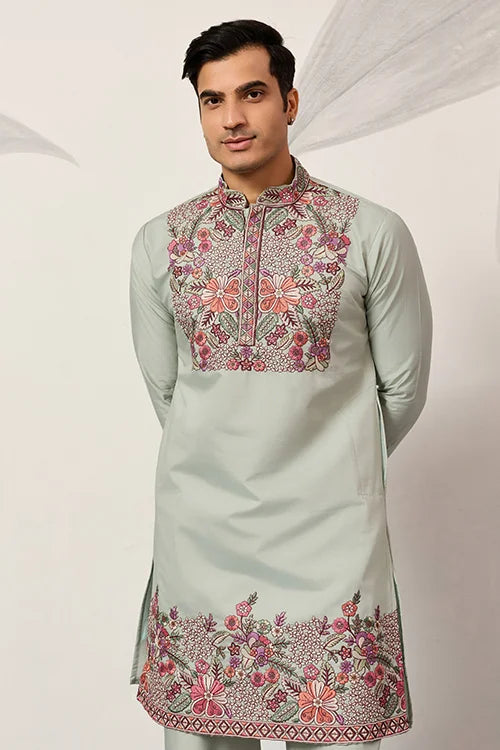 Pista Green Kurta Pant Set For Wedding & Festive Wear