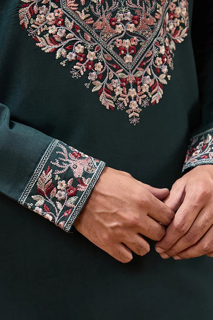 Perfect Green Festival Special Kurta with Dupatta for Mens