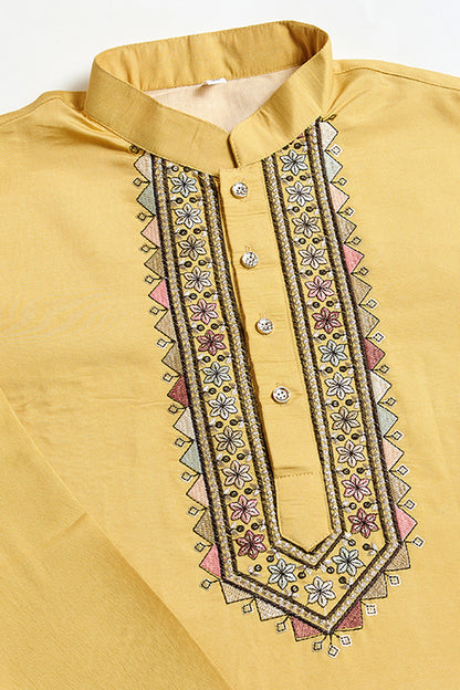 Haldi Special Yellow Kurta Pajama With Open Jacket For Men