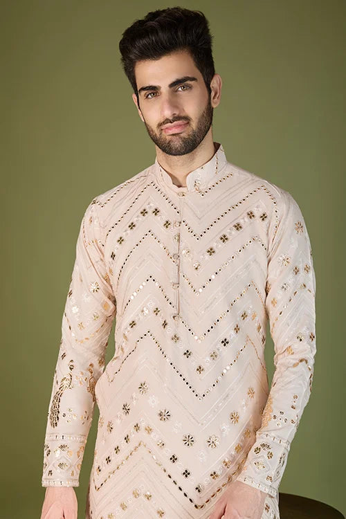 Stylish Ivery Silk Kurta For Special Occasions
