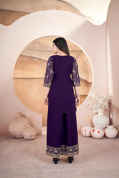 Purple Heavy Designer Embroidered Work Traditional/Festive Special Salwar Suit