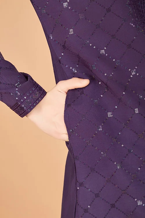 Dusty Purple Traditional Look Ethnic Wear Kurta For Men