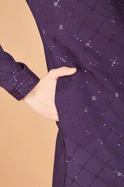 Dusty Purple Traditional Look Ethnic Wear Kurta For Men