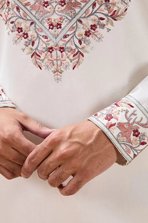 Vibrant Look White Kurta Dupatta Set for Mens Wear