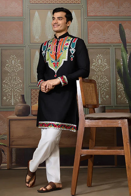 Black Trending Designer Festival Wear Men’s Kurta