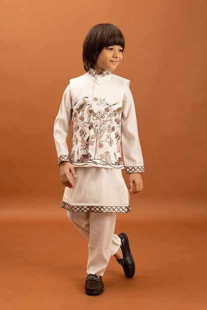 Elegant White Koti Kurta Set for Kids Traditional Wear