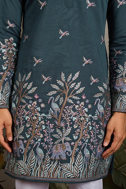 Wedding Special Elegant Festive Green Kurta for Men