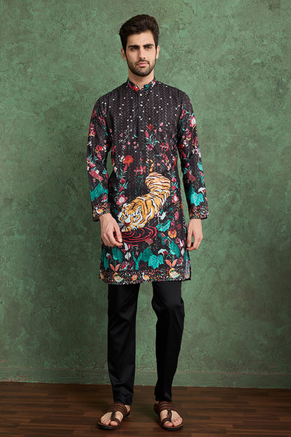 Classy Black Comfortable Kurta Clothes For Men