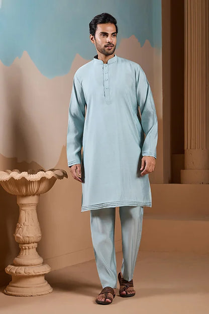 Unique Pista Color Koti Kurta Set for Men’s Style