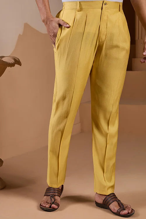 Haldi Ceremony Yellow Embroidered Koti Kurta Set for Mens