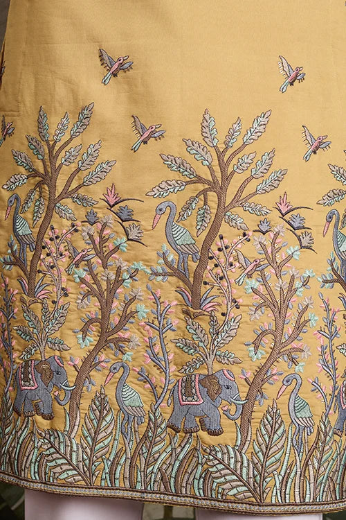 Haldi Ceremony Special Yellow Embroidered Kurta for Men