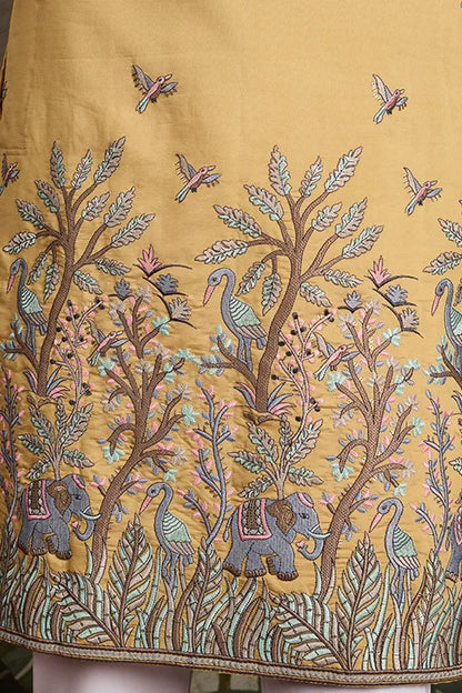 Haldi Ceremony Special Yellow Embroidered Kurta for Men