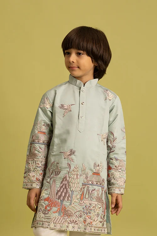 Trendy Pista Color Vantara Designer Kids Kurta Set