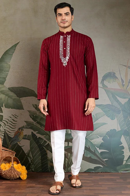 Designer Red Kurta with Dupatta for Festive Look