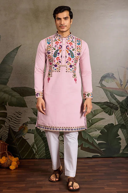 Pink Stylish Traditional Kurta for Mens Wear