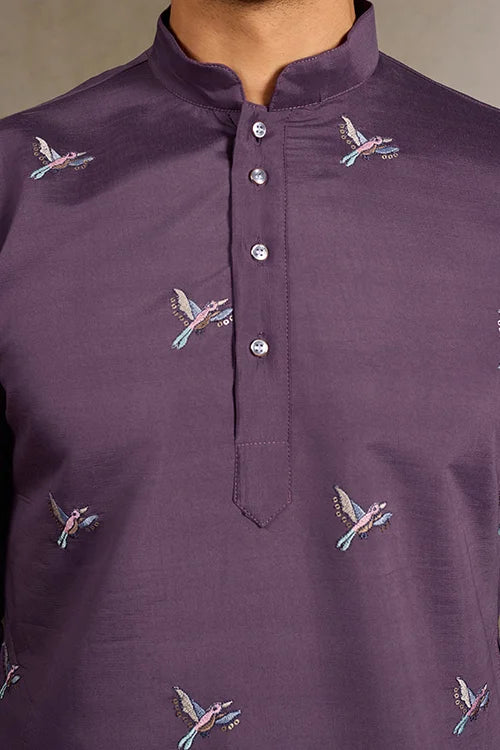 Festive Look Dusty Purple Color Traditional Kurta for Mens
