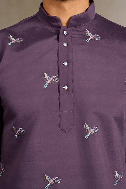 Festive Look Dusty Purple Color Traditional Kurta for Mens