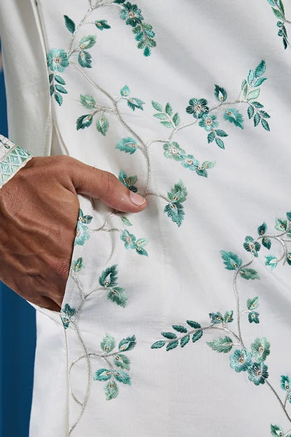 Graceful White Viscose Silk Kurta for Mens Wear