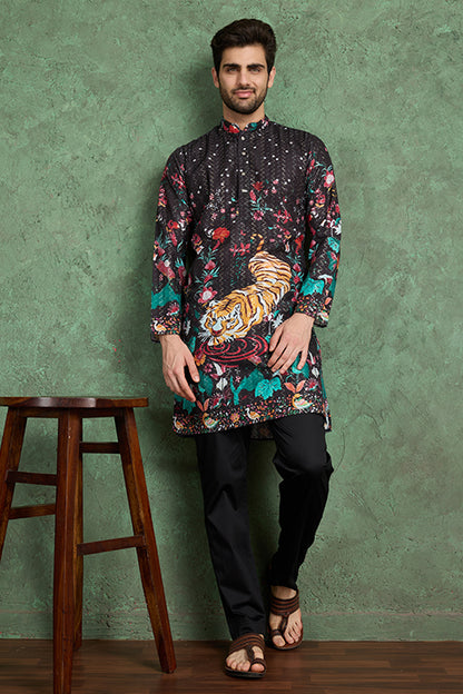 Classy Black Comfortable Kurta Clothes For Men