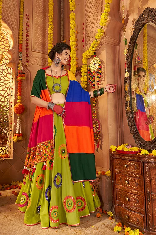 Flouracent Green Ready To Wear Chaniya Choli For Navratri