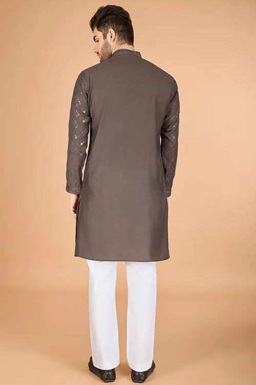 Brown Color Wedding Special Stylish Kurta For Men