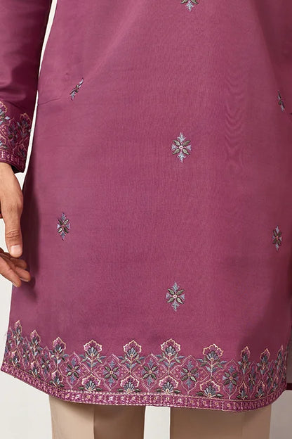 Trendy Pink Color Kurta With Dupatta For Mens Wear