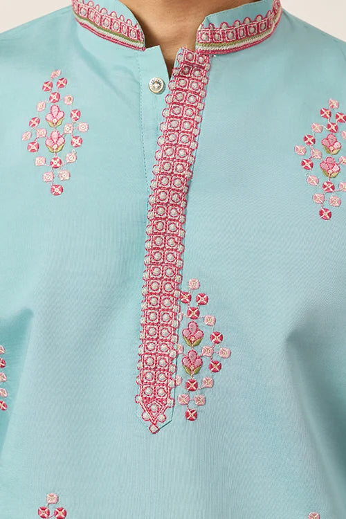 Sky Look Embroidered Work Ready Made Mens Wear Kurta